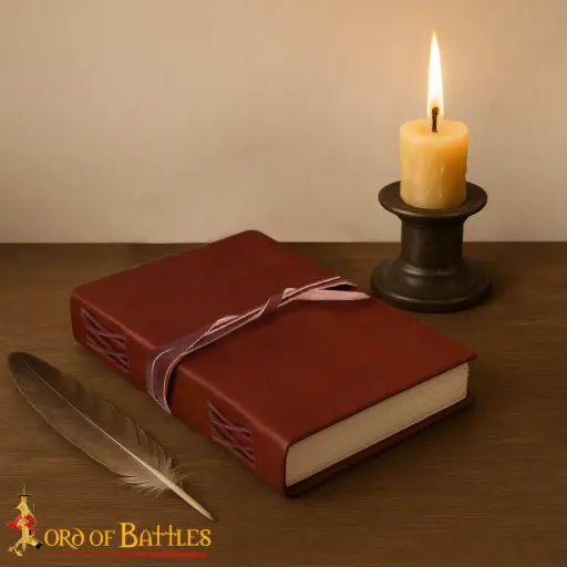 Mittelalterliches Notizbuch aus Leder mit Klappe